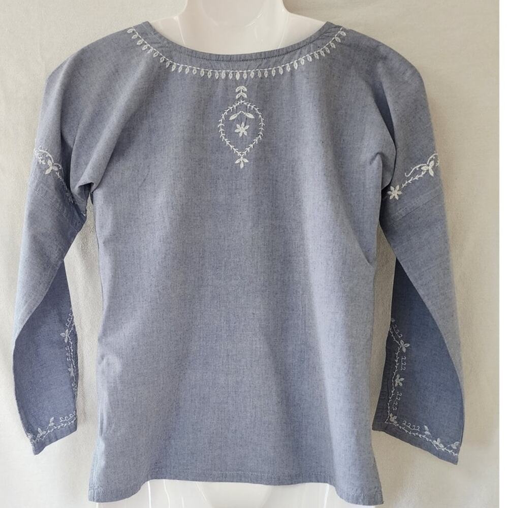 Vintage Ruff Hewn Light Blue Long sleeve Peasant Blouse Women's Size 4-6 - Picture 4 of 12